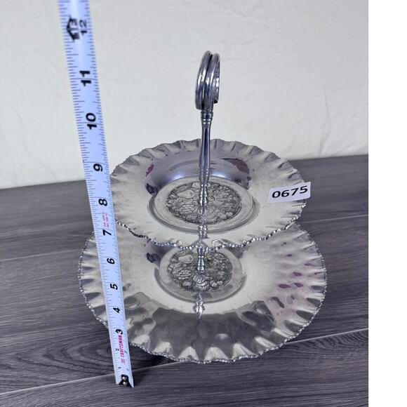 Cromwell Hand Wrought Aluminum 2 tier Server - Picture 7 of 8